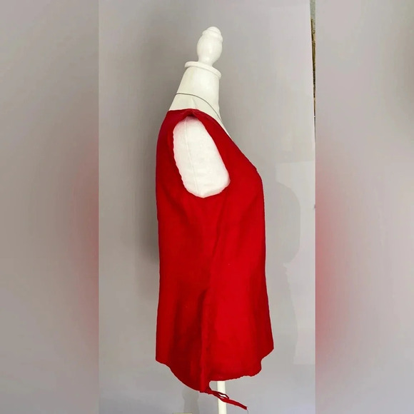 Size Small Linen Red Short Sleeve Shirt - Picture 8 of 11